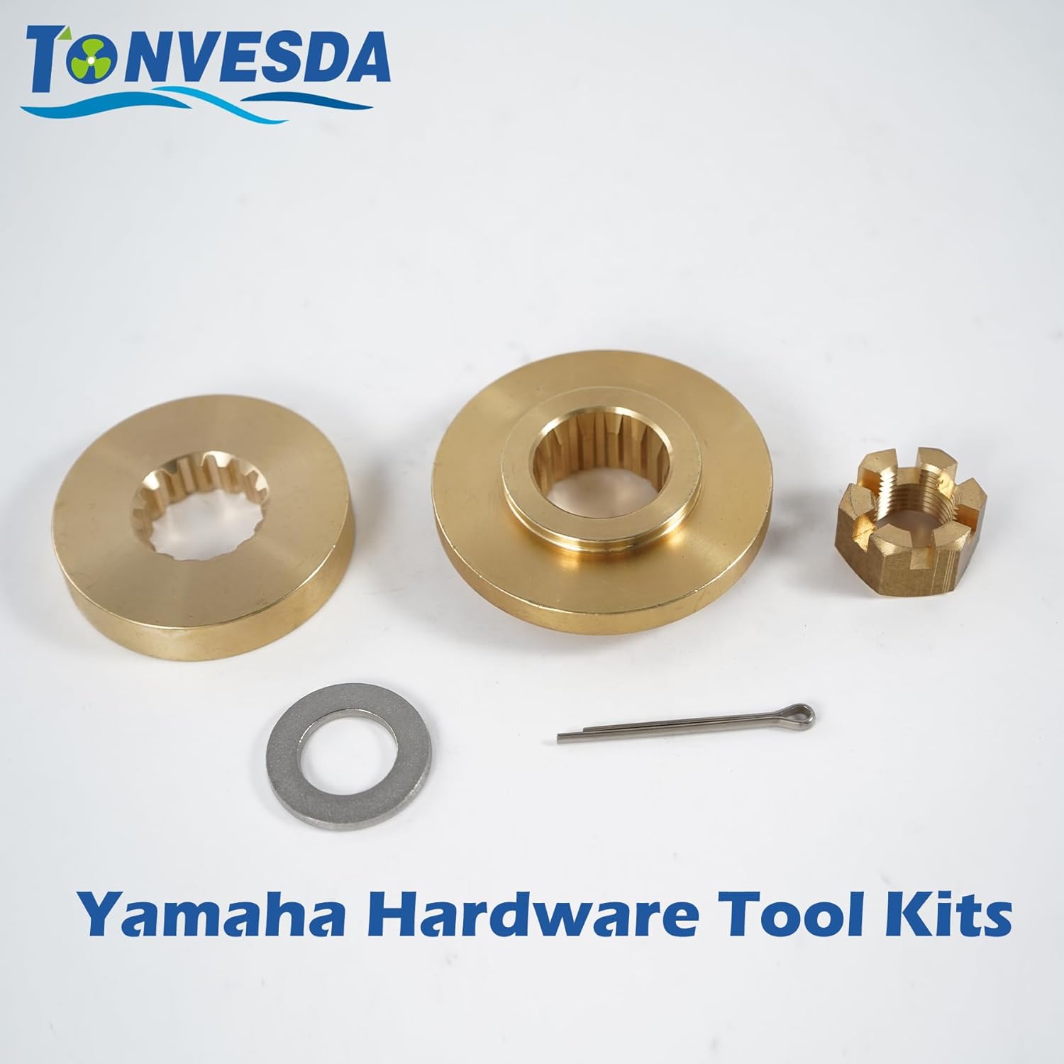 Outboard Upgrade Propeller Installation Hardware Tools Kit Fits Yamaha 50-100HP, Includes Thrust Washer, Spacer, Washer, Nut and Cotter Pin