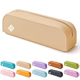 ZENO Silicone Pencil Case – Aesthetic Pencil Pouch for Women & Teens – Cute Pen Case, Beige Makeup Bag, Travel Pouch, Small Stationary Organizer – Beige Seashell