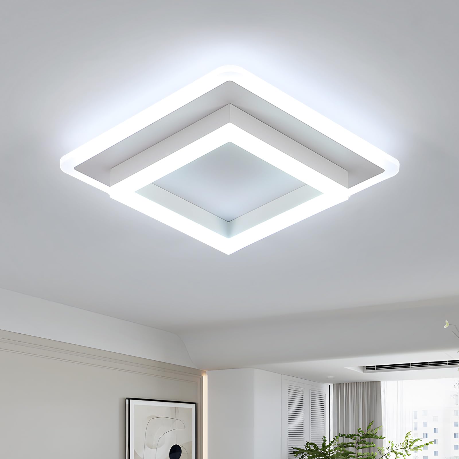 DELIPOP Plafoniera LED, Lampada da Soffitto 30W 3600LM, Lampadario LED Soffitto Quadrato per Camera da Letto, Bagno, Cucina, Corridoio, Bianco Freddo 6500K