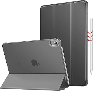 MoKo Case for iPad Air 5th Generation 2022/ iPad Air 4th Generation 2020 10.9 Inch, Trifold Stand Cover with Hard PC Back, Support Touch ID, iPad 2nd Pencil Charging, Auto Wake/Sleep,Space Gray