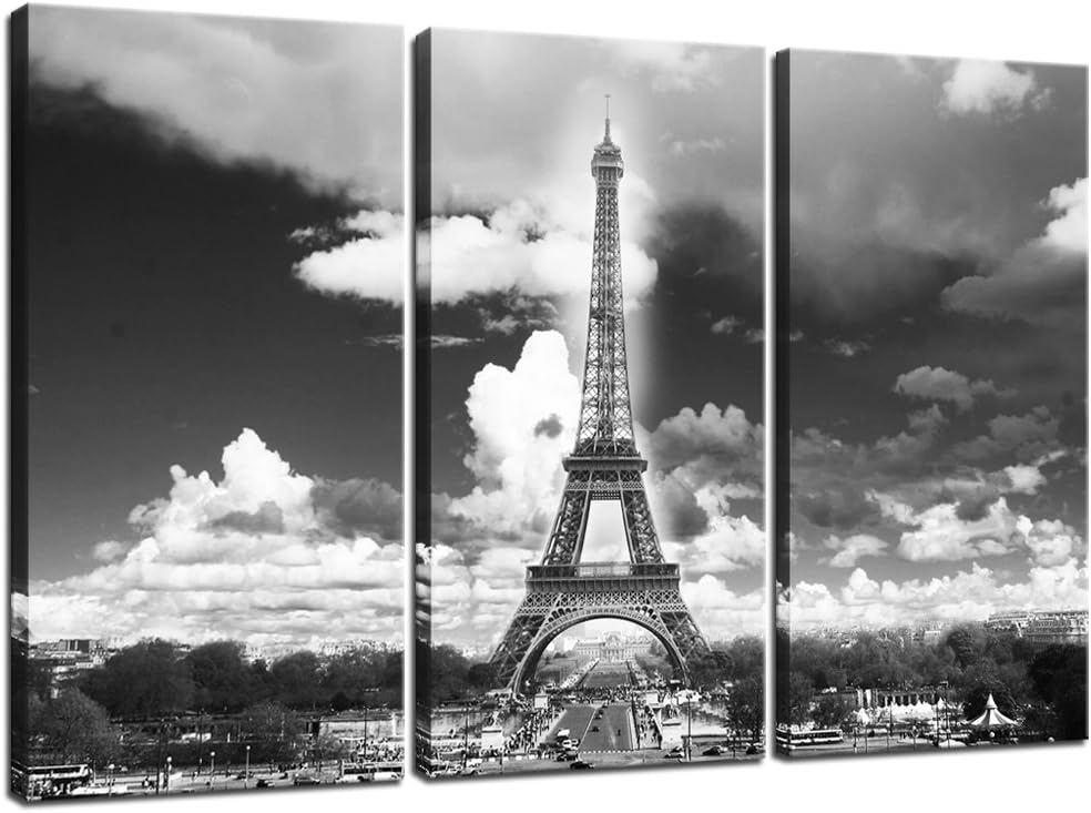 Sea Charm Modern Canvas Wall Art Black and White Paris