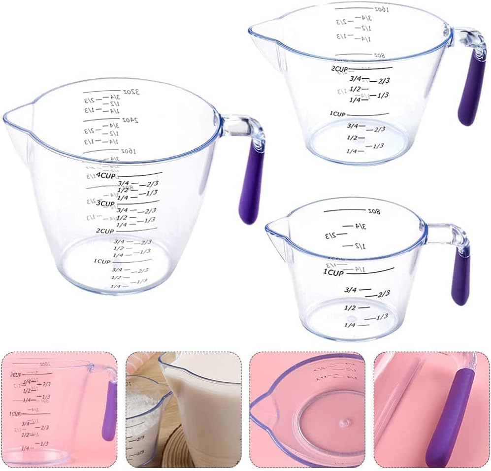 1pc 3pcs Measuring Cup Clear Graduated Cups Kitchen with Scale Kitchen Utensil Tools(Size:13.8X10CM) (One Color 13.8X10CM)