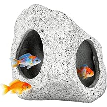 Aquarium Hideaway Rock Cave for Small Fishes, Shrimp, Ceramic Fish Tank Decor, Betta Fish Tank Accessories, Pet Rock Cave for Fishes