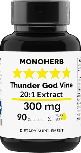 Miniatura 1 de Thunder God Vine 300mg - Extracto de raíz 20:1 - 90 cápsulas vegetarianas - Hecho en Estados Unidos