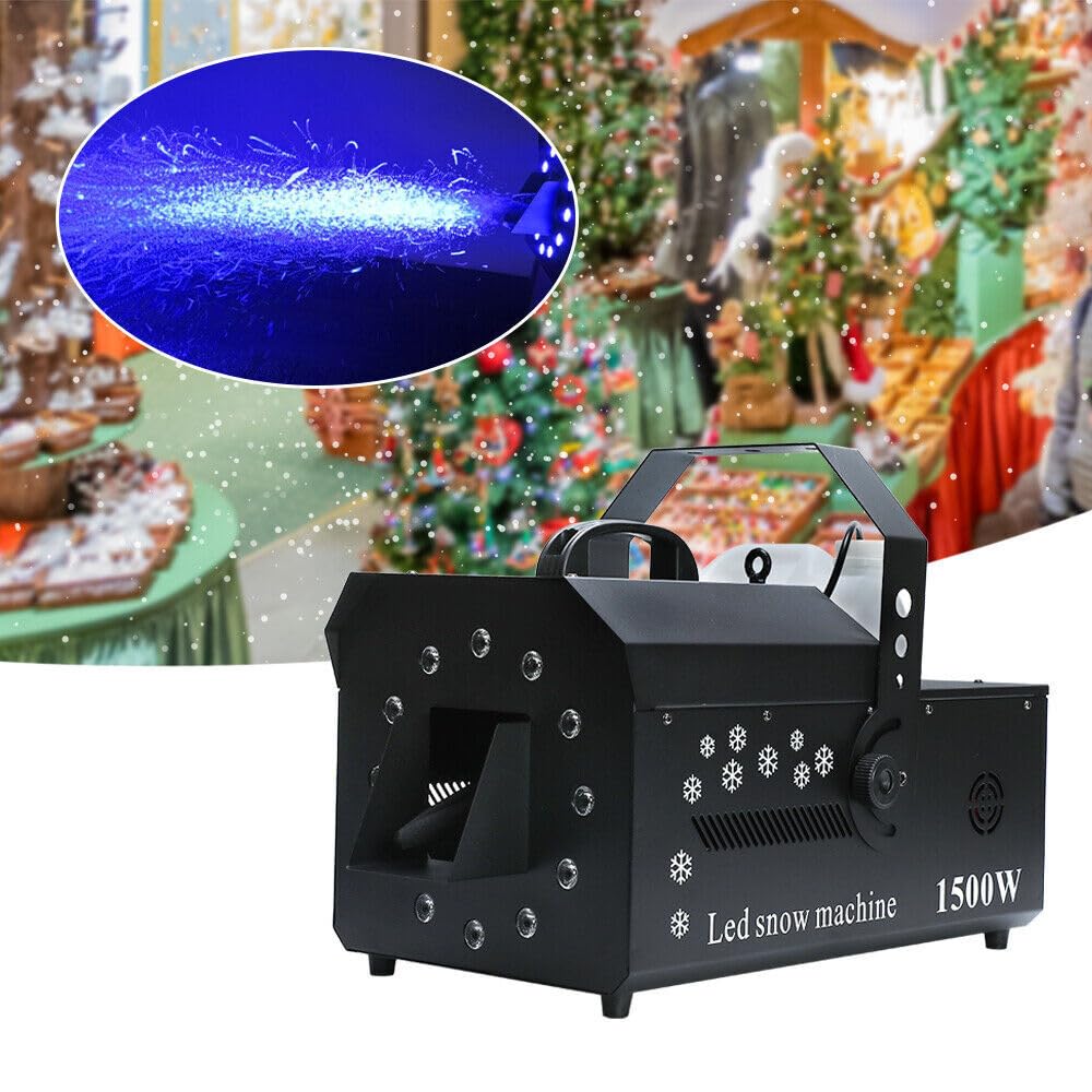 Schneemaschine, 5 L 1500 W LED tragbare Hochwertige Schneematschmaschine, 3-in-1 Schneemaschine Schneeflockenmaschine DMX mit Leichter für Partys,Bühne, Hochzeit