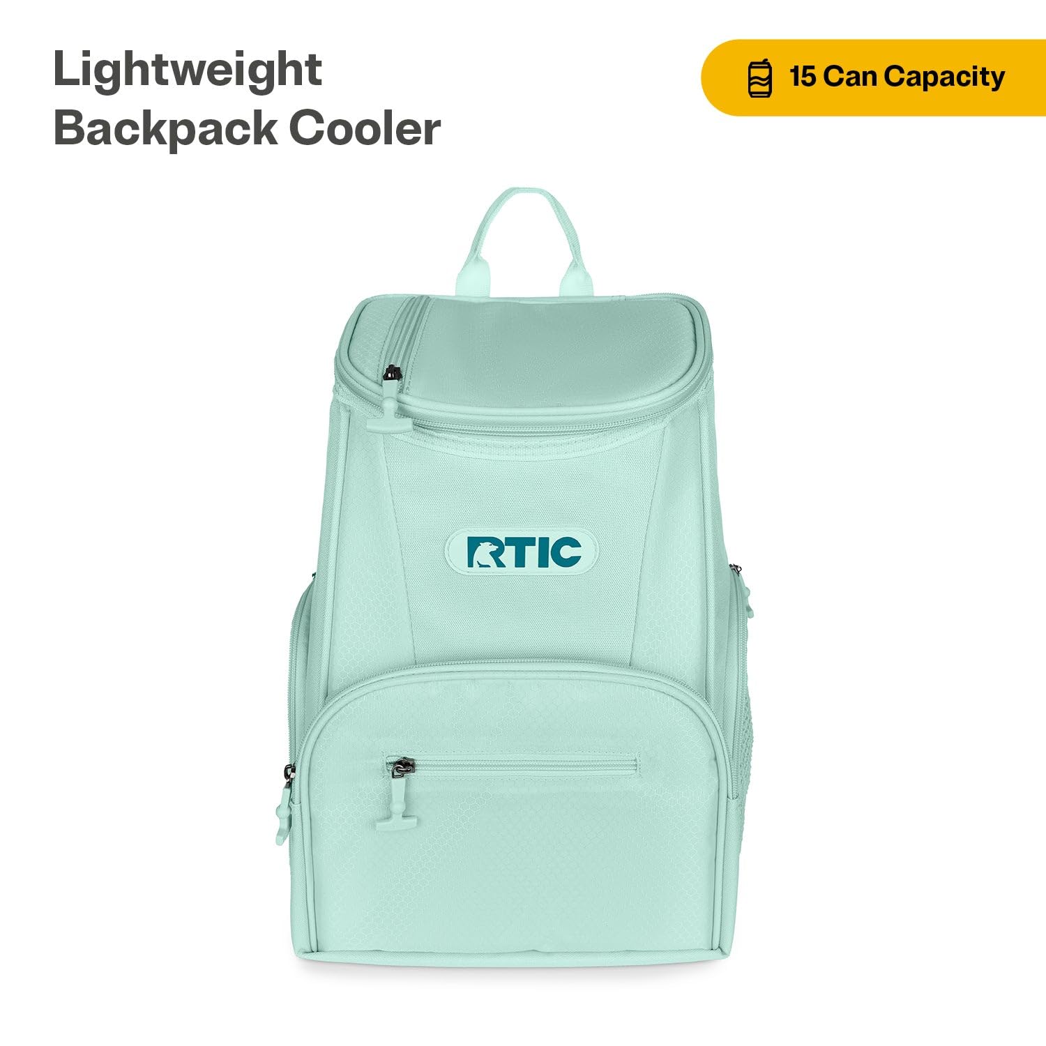 RTIC 15 Can Lightweight Backpack Cooler Soft Insulated Portable Bag for Lunch, Beach, Drink, Beverage, Travel, Camping, Picnic, Car, Hiking, Fresh Mint