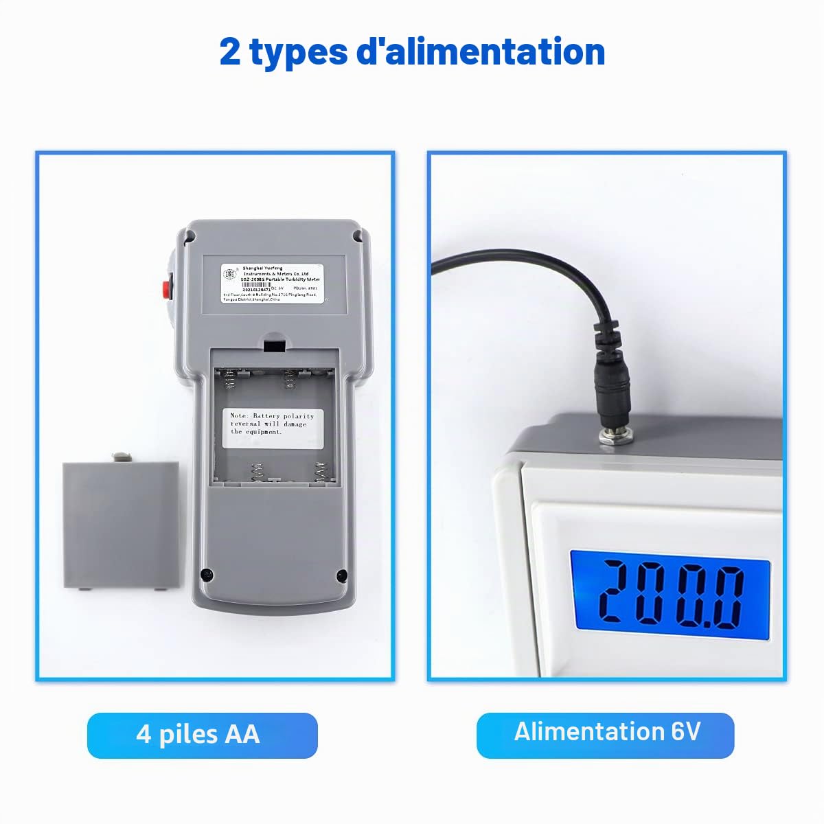 Turbidimètre Portable 0-200NTU | Testeur de Qualité d'Eau pour Potable Piscine Laboratoire & Brassage Vin, Mesure Haute Précision