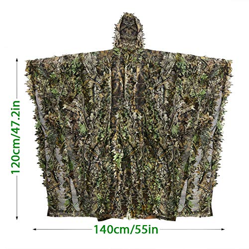 Zicac Outdoor mit schnelltrocknend Polyester 3D-Blätter Tarnen Cape Umhang Mantel Stealth Waldjagdbekleidung (tarnung)