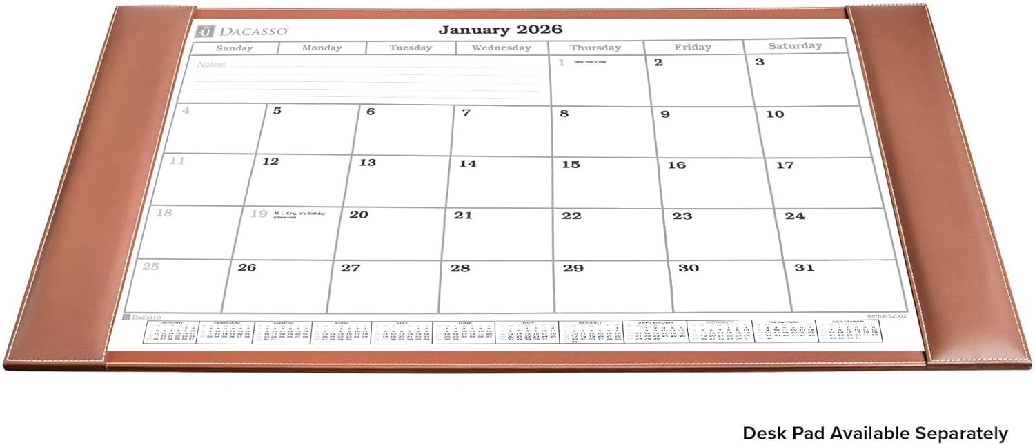 2026 Desk Pad Monthly Calendar Refill/Insert, 32.875" x 18.875", Dacasso (S2002 / S2002-O)