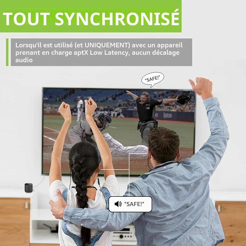 Avantree Orbit Émetteur Transmetteur Adaptateur TV Audio Bluetooth 5.0 à LCD Affiche, Double Antenne Haute Portée Intégrée, Aptx Faible Latence, pour Netflix & Prime, Toutes TV, Compatible 2 Casques