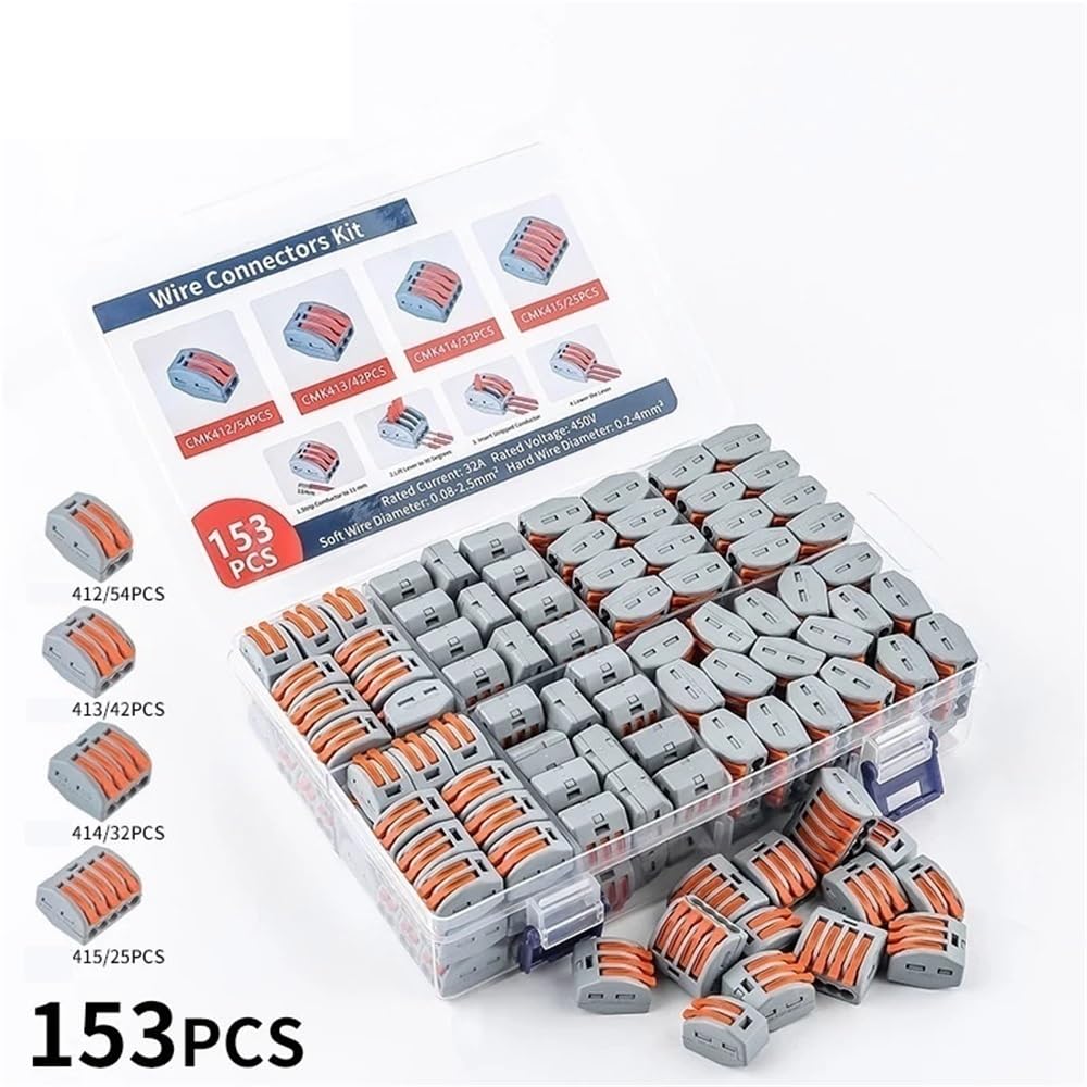 153 pezzi standard solidi flessibili morsettiere, connettore elettrico a giunzione rapida, dadi for connettori a leva