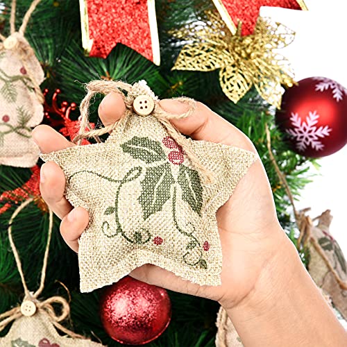 Jetec JETEC-BURLAP-UJEN2 12 Pieces Rustic Christmas Burlap Tree Ornaments Farmhouse Hanging Decorations Christmas Stocking Tree Ball Shaped Decor thumb #4