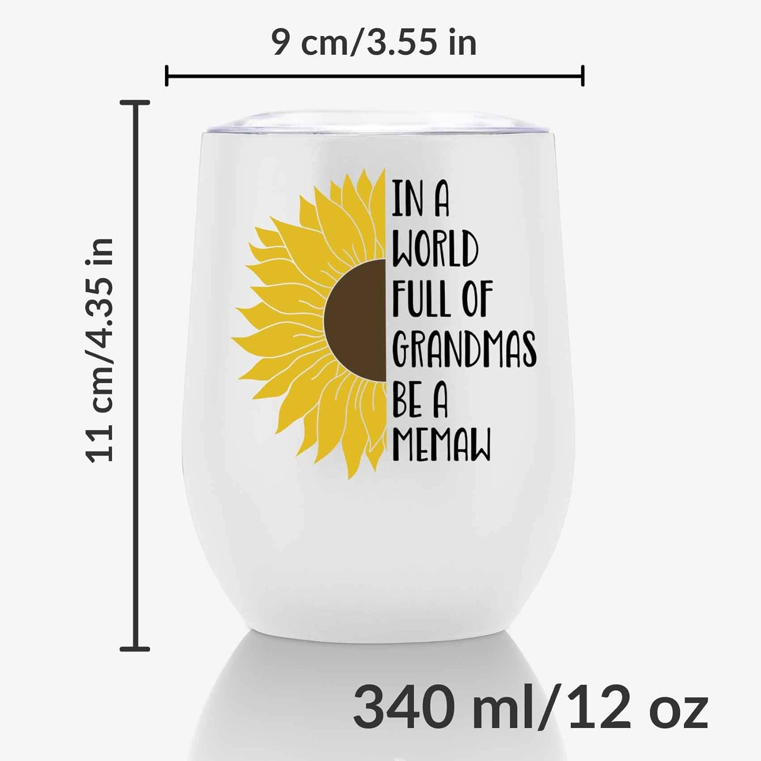 Onebttl Memaw Gift, Sunflower Grandma Gifts, 12oz Stainless Steel Insulated Tumbler for Sunflower Lovers, Perfect for Mother's Day, Birthday - Image 5