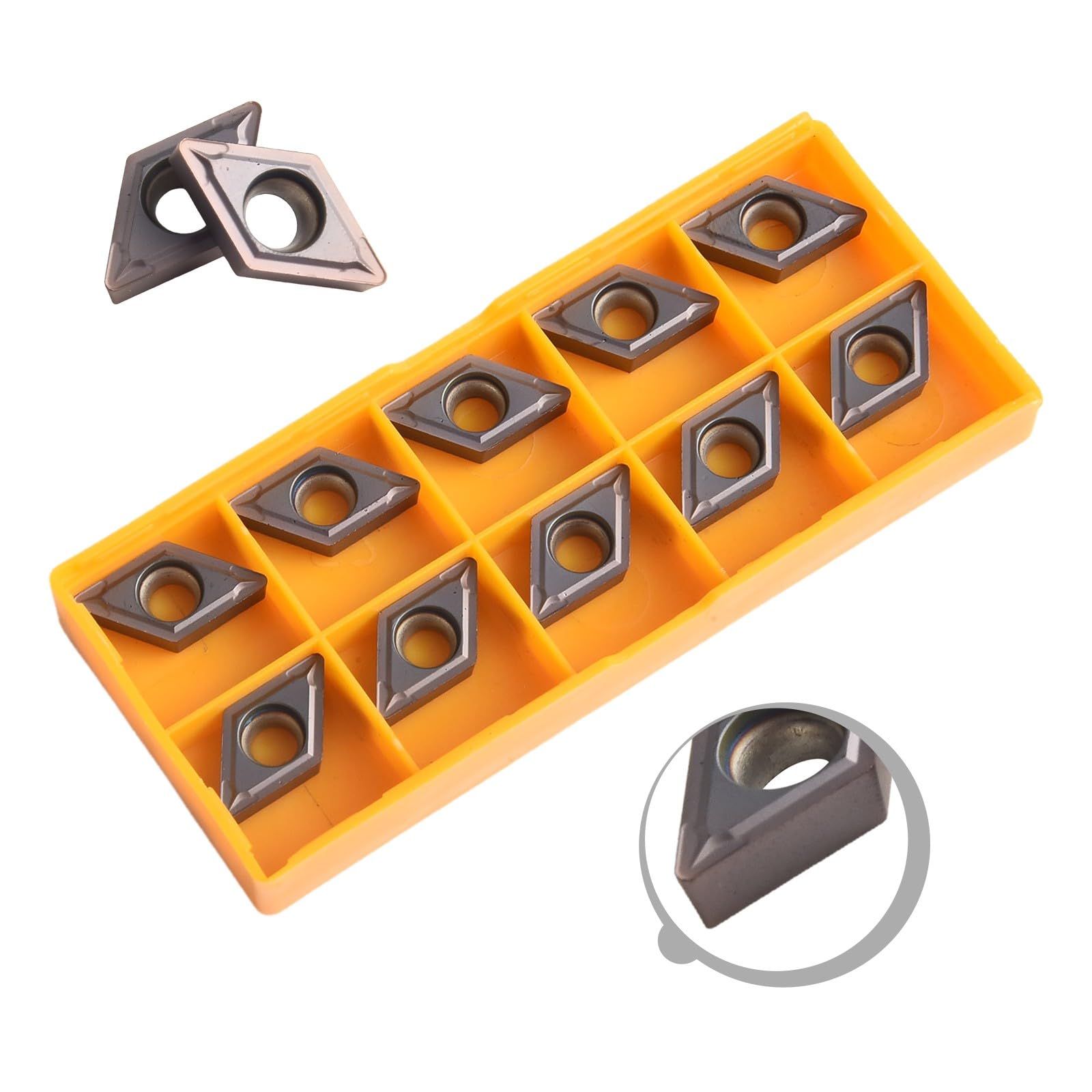 Lot de 10 inserts de tour CNC en carbure de tungstène DCMT11T308 VP15TF pour tournage du métal avec coupe et longue durée de vie