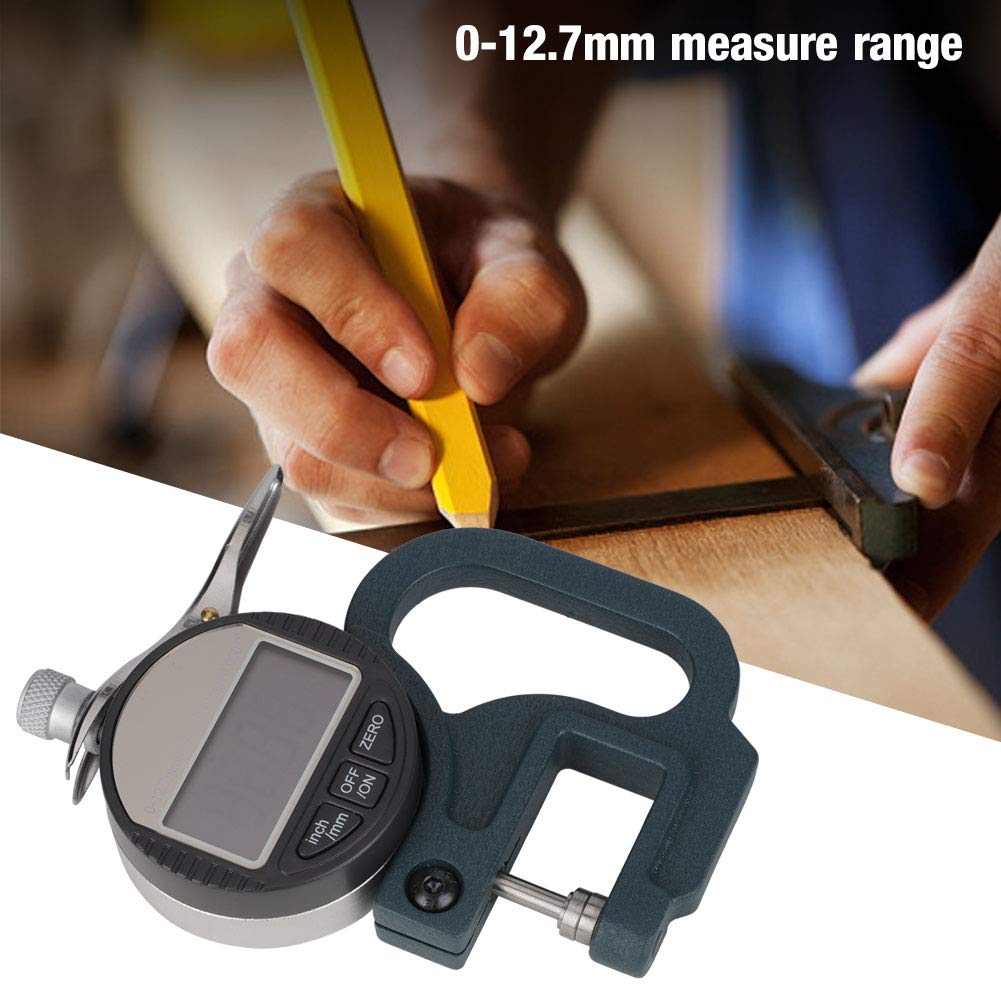 Zunate Misuratore di spessore digitale, Tester per misuratore di spessore elettronico 0-12,7 mm, Micrometro digitale per spessore 0,01 mm per pelle, strumenti di misurazione e progettazione