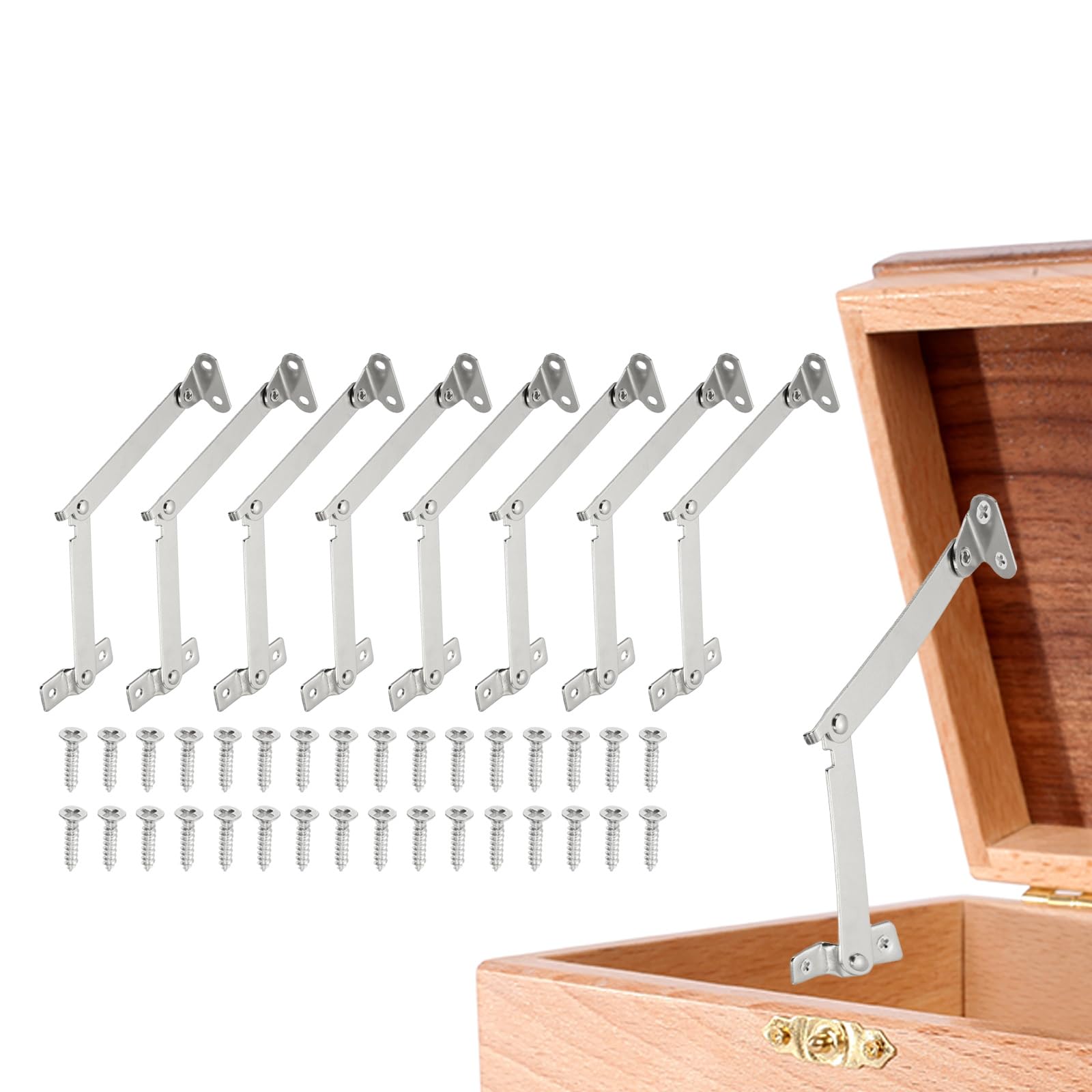 sourcing map Folding Lid Support Hinges 3.5" Rotatable Hinges Silver 8Pcs