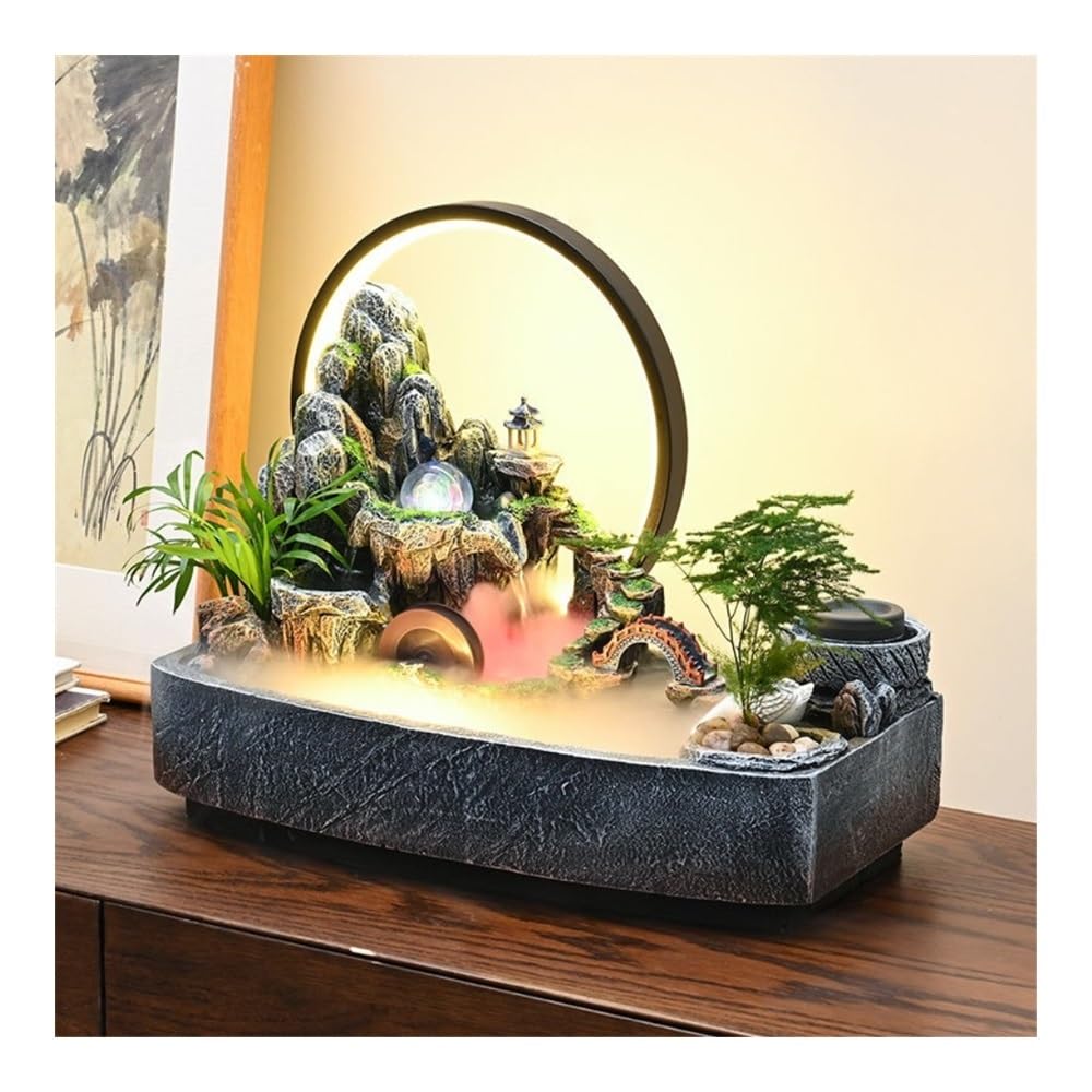 table top fountains indoor Zen Rock Waterfall Desktop Fountain - Suitable for soothing indoor flowing decoration of homes and desks(L)