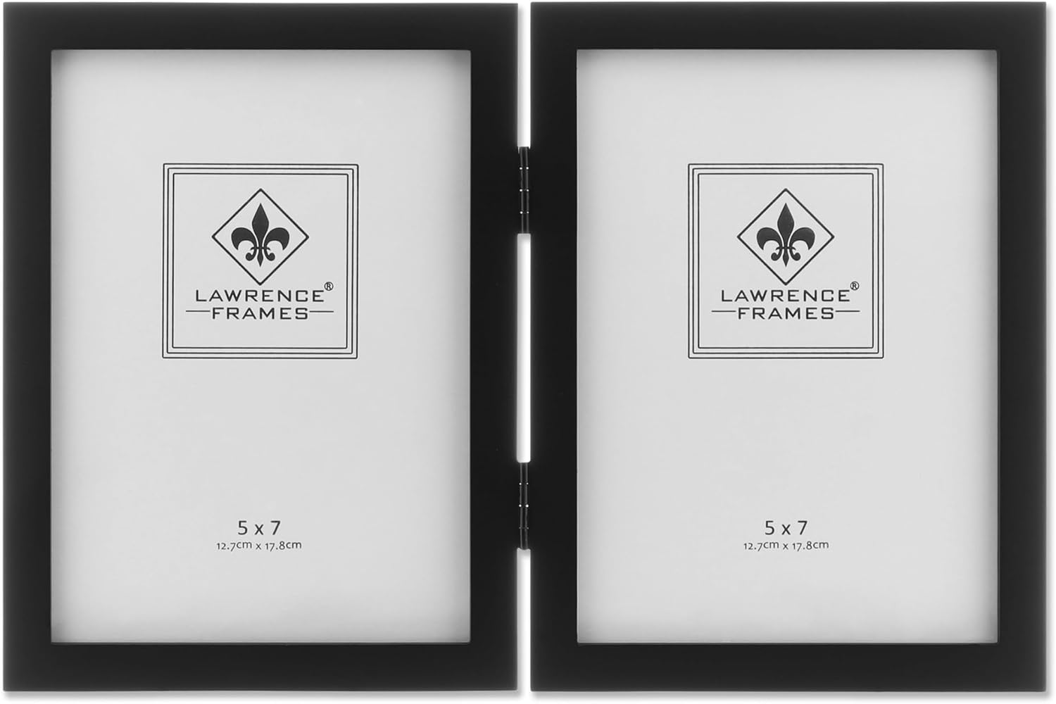 Lawrence Frames Hinged Double Black Wood Picture Frame, Gallery Collection, 5 by 7-Inch