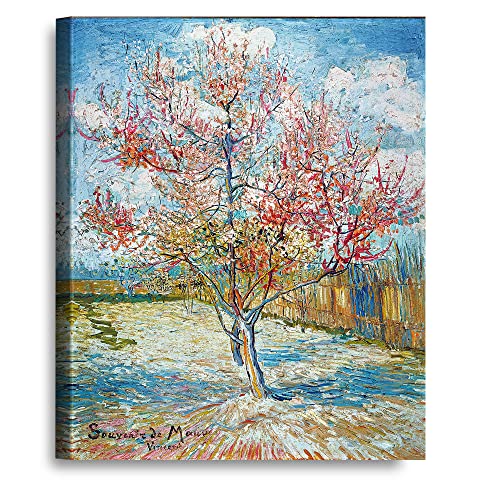 A&T ARTWORK Pink Peach Trees Vincent Van Gogh. The World Classic Art Reproductions, Giclee Canvas Prints Wall Art for Home Decor, 16x20 inches