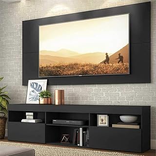 Rack com Painel e Suporte para Tv para Tv até 65" Flórida Multimóveis Preto