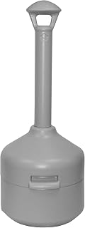 Continental 887GY, 4-Gallon Classic Polypropylene Smoking Waste Receptacle with Steel Inner Liner, Round, Gray (Case of 1)