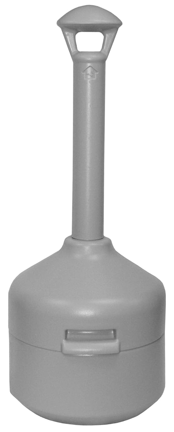 Continental 887GY, 4-Gallon Classic Polypropylene Smoking Waste Receptacle with Steel Inner Liner, Round, Gray (Case of 1)