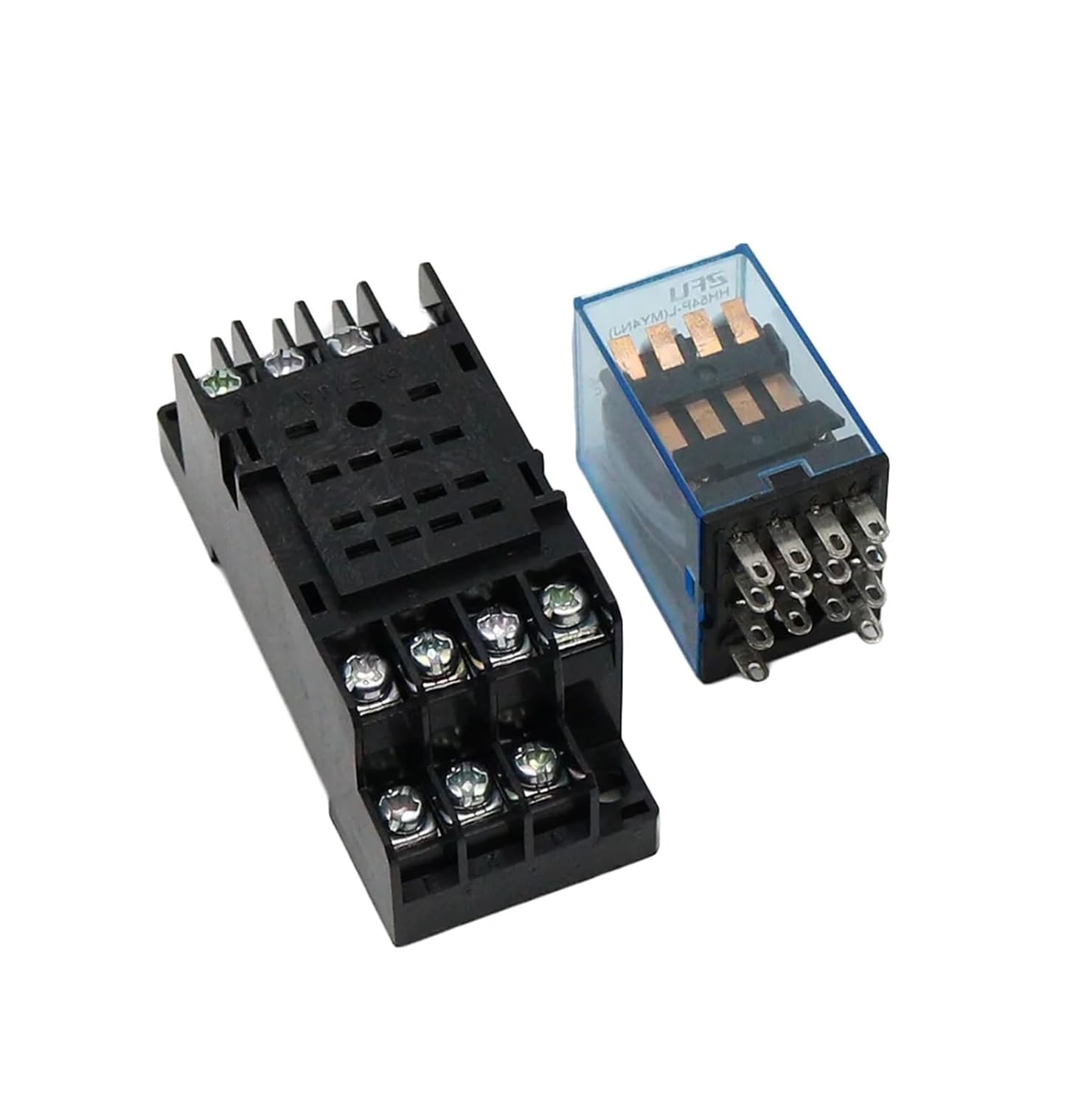 10 Set MY4NJ Small Electromagnetic Power Relay 12V 24V 36V 48V 110V 220V 380V Coil 4NO 4NC DIN Rail 14 pins + Base Mini Relay(AC,24V)