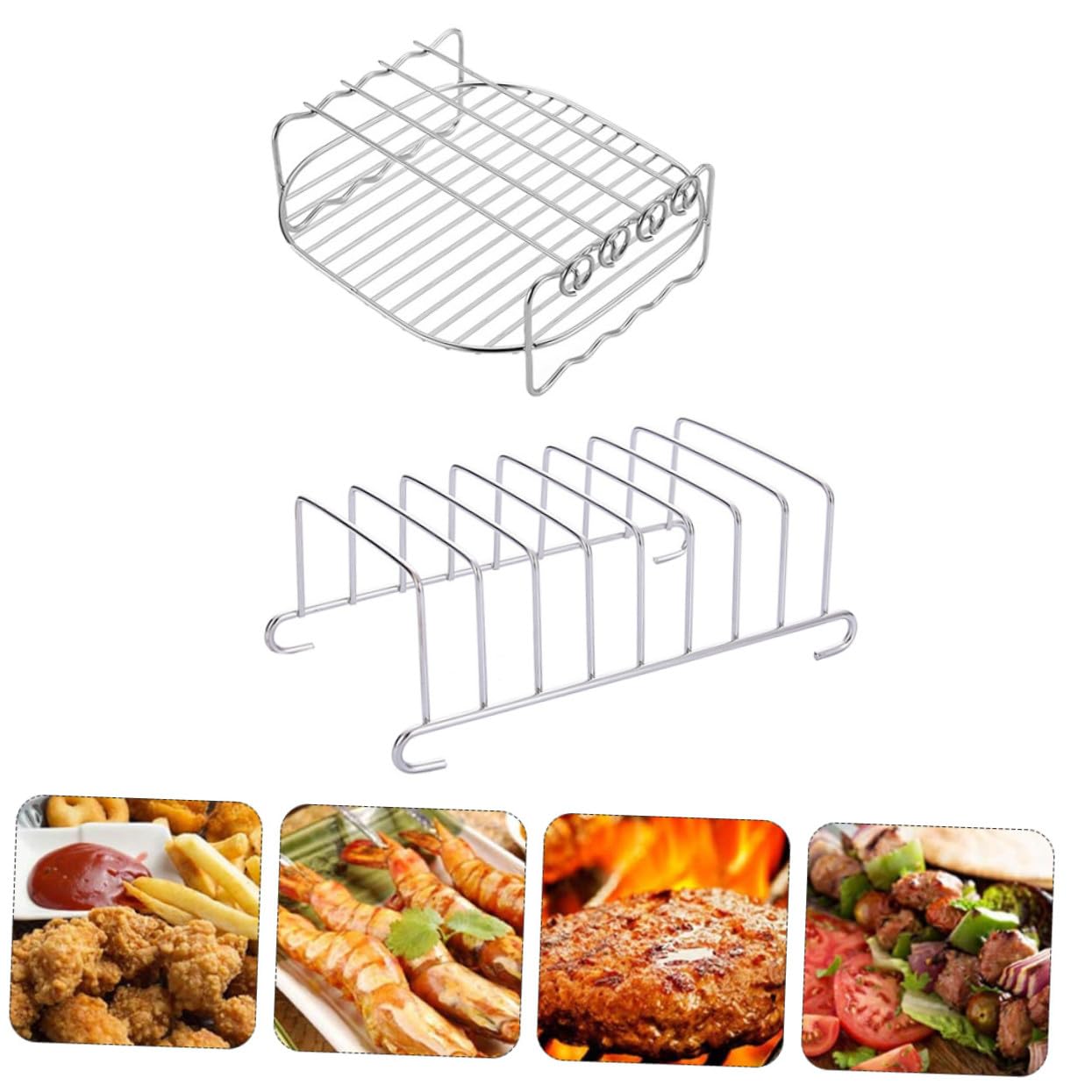 Accesorios para Freidora de Aire Fácil de Limpiar de Acero Inoxidable 2 Piezas Rejilla para Tostadas Seguro y Confiable para Cocina