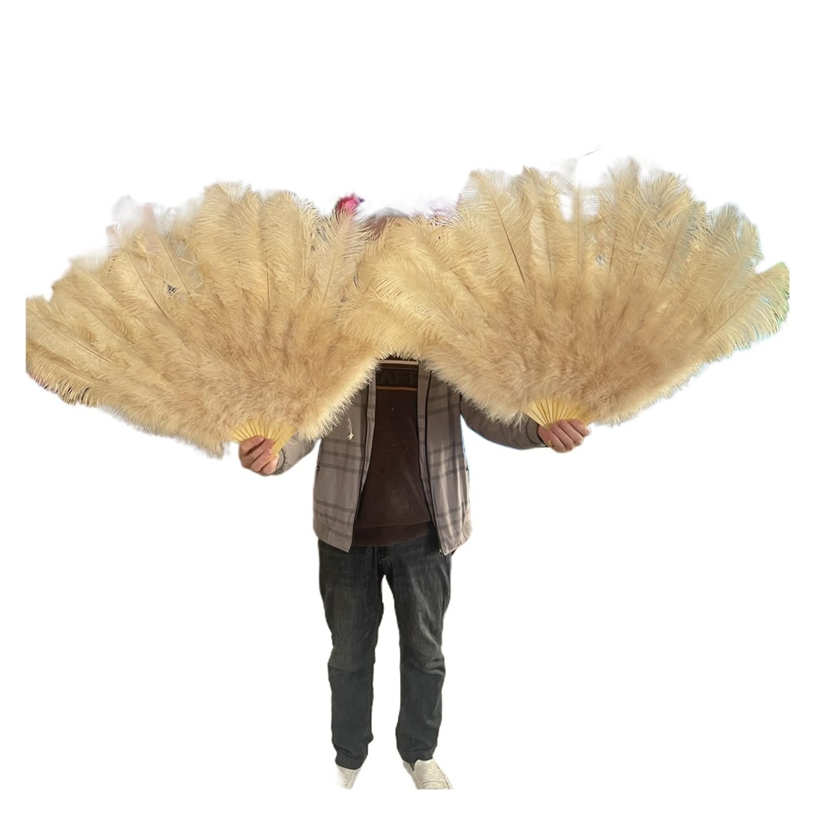 Éventail de danse en plumes marron 100cm pour accessoires de scène de spectacle