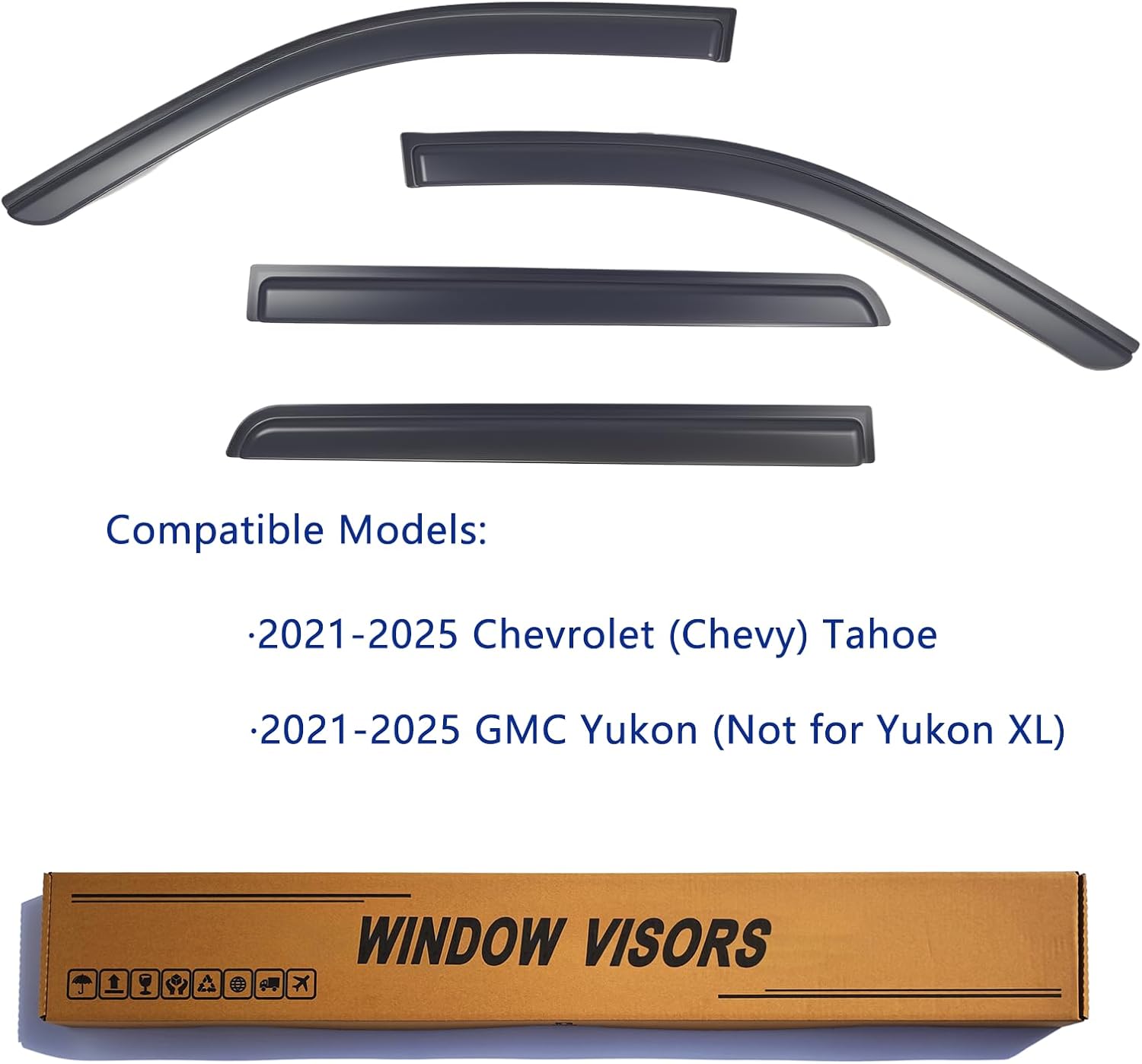 Window Visors Rain Guards Compatible with 2021-2026 Chevy Tahoe, Out-Channel Side Window Wind Deflectors Vent Shades Accessories for 21-26 GMC Yukon (Not for Yukon XL), 2022 2023 2024 2025