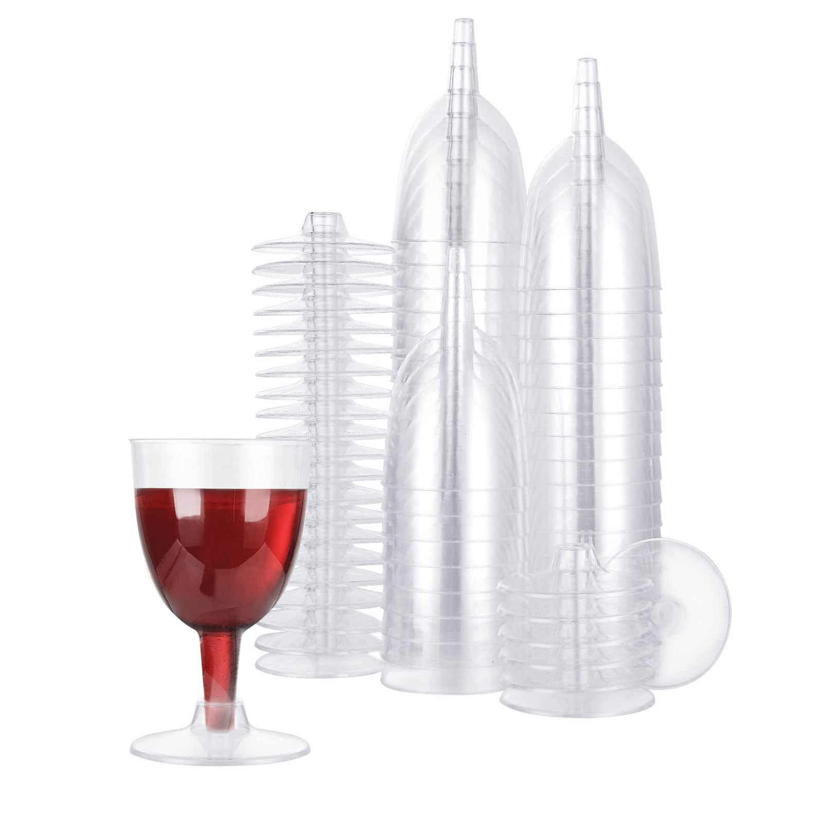YAYODS 100 set di bicchieri da vino in plastica, 150 ml, trasparenti, infrangibili, riutilizzabili, per picnic, campeggio, barbecue, feste