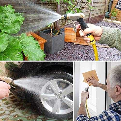 Crenova Garden Hose Nozzle, Spray Nozzle High Pressure, 100% Heavy Duty Full Brass Nozzle & ABS Non-Slip Ergonomic Grip Water Hose Nozzle, 4 Watering Patterns for Watering Lawn Plants Car Patio Pet - Thumbnail 6