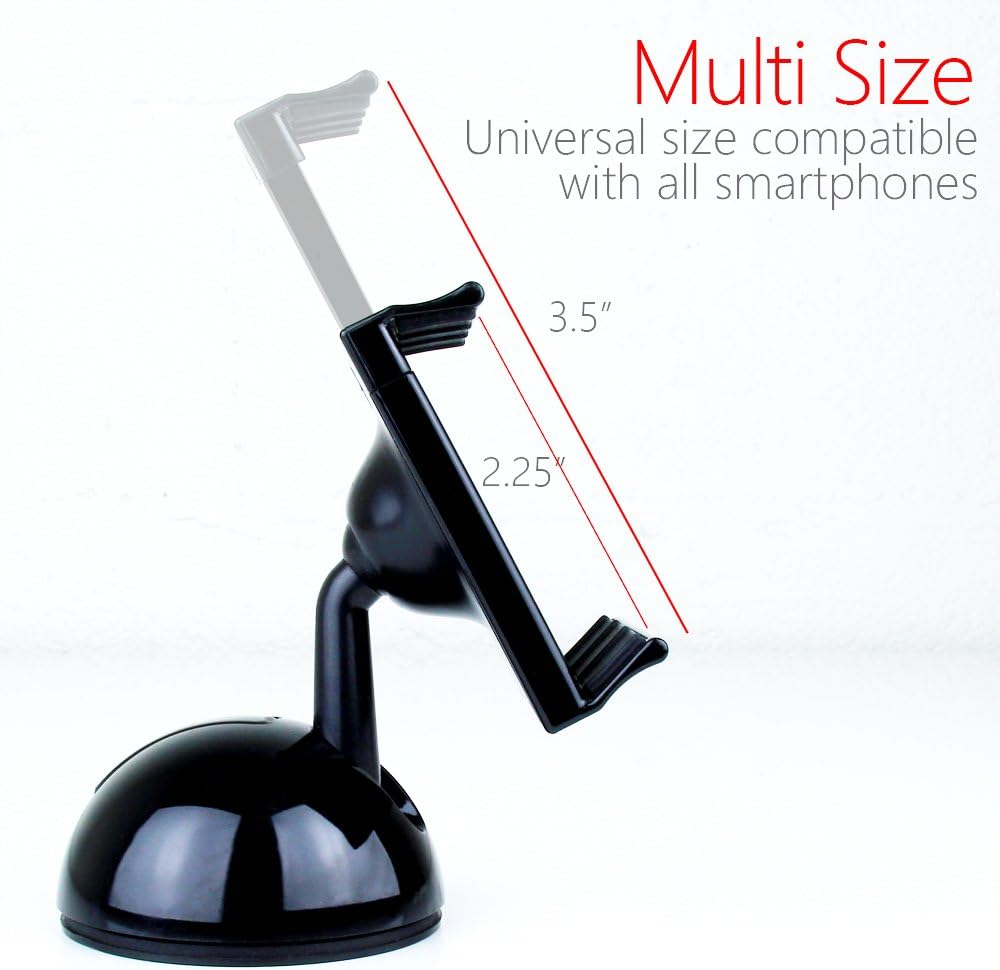 Koomus K2 Dashboard Windshield Universal Smartphone Car Mount Holder Cradle for All iPhone & Android Devices- Retail Packaging - Black