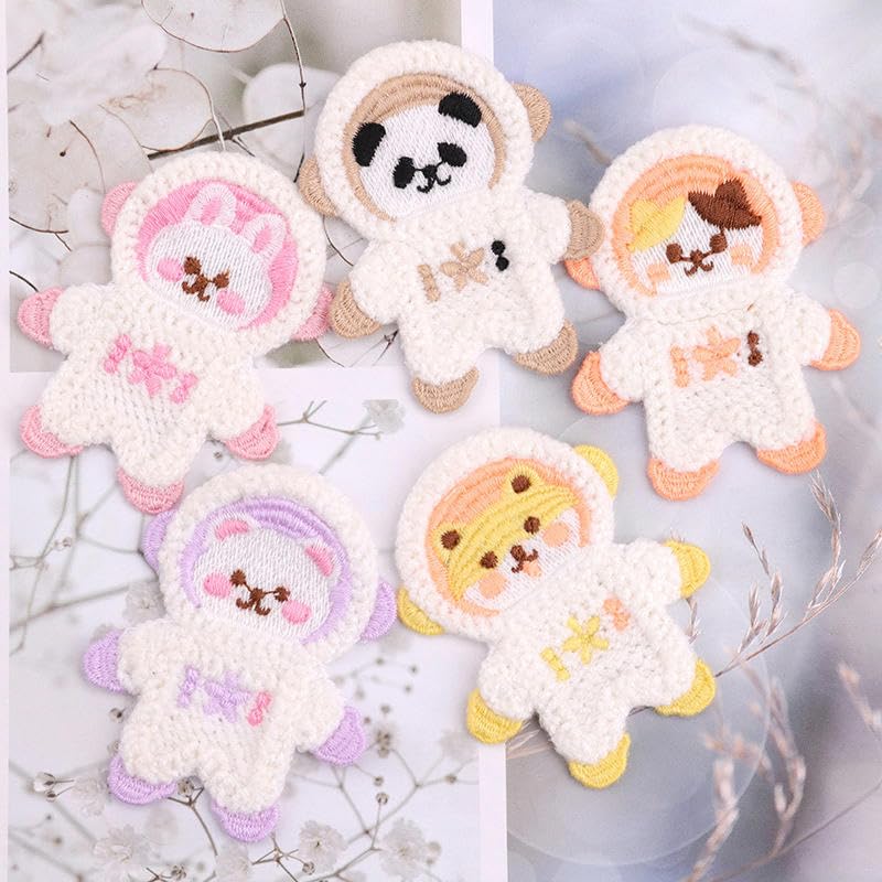 Naszywka haftowana 5 * 6, CM 10 SZTUK Cartoon Cute Cat Animal Haftowane Naszywki Żelazko Aplikacje Chińskie Na Ubrania Duże Do Szycia Kurtkę Jeansową(Light Purple Cat)