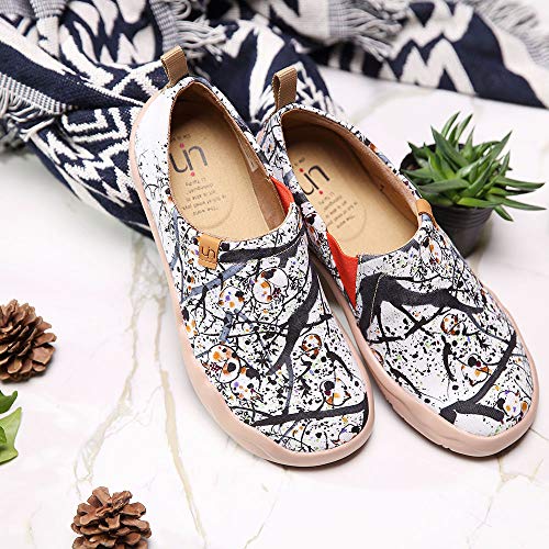 UIN Women's Slip Ons Canvas Lightweight Flats Sneakers Walking Casual Loafers Comfortable Travel Shoes Pomegranate (5)