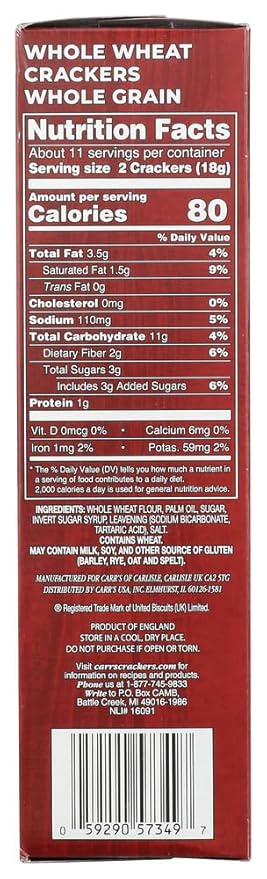 Galletas Carr's Whole Wheat Crackers, 7 onzas miniatura 2
