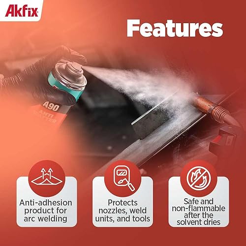 Vista 2 de Akfix Spray de soldadura antisalpicaduras A90 (2 x 12 onzas), espray antisalpicaduras de soldadura resistente para puntas de arco, MIG y TIG, espray