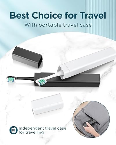 Miniatura 48 de Rtauys - Cepillo de dientes eléctrico y sónico M5 para adultos, recargable, con 8 cabezales de cepillo y estuche de viaje, con soporte, 3 horas