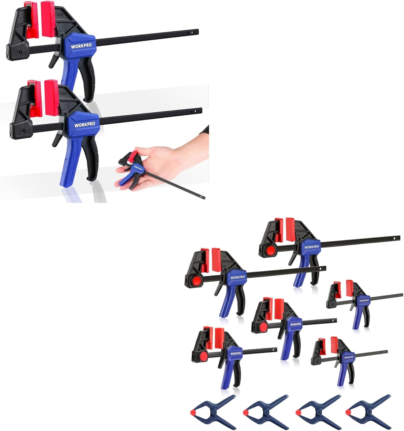 WORKPRO 2 Pack 6" Mini Bar Clamp Set and 10-Pack Bar Clamp Set
