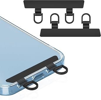 ZXZone Metal Phone Tether Tab, Double Buckle, Anti-Scratch, Metal PhonePatch, Universal Cellphone Lanyard Pad for Full Phone Cases, 2 Pieces Black