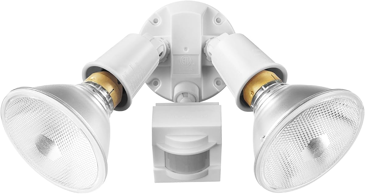 Globe Electric 17000270 110-Degree 240 W Twin Head Gray Hardwired Motion Sensor Security Flood Light, Spotlight, Outdoor, Outside House Lights