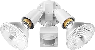 GLOBE Electric 17000270 110-Degree 240 W Twin Head Gray Hardwired Motion Sensor Security Flood Light, Spotlight, Outdoor, Outside House Lights