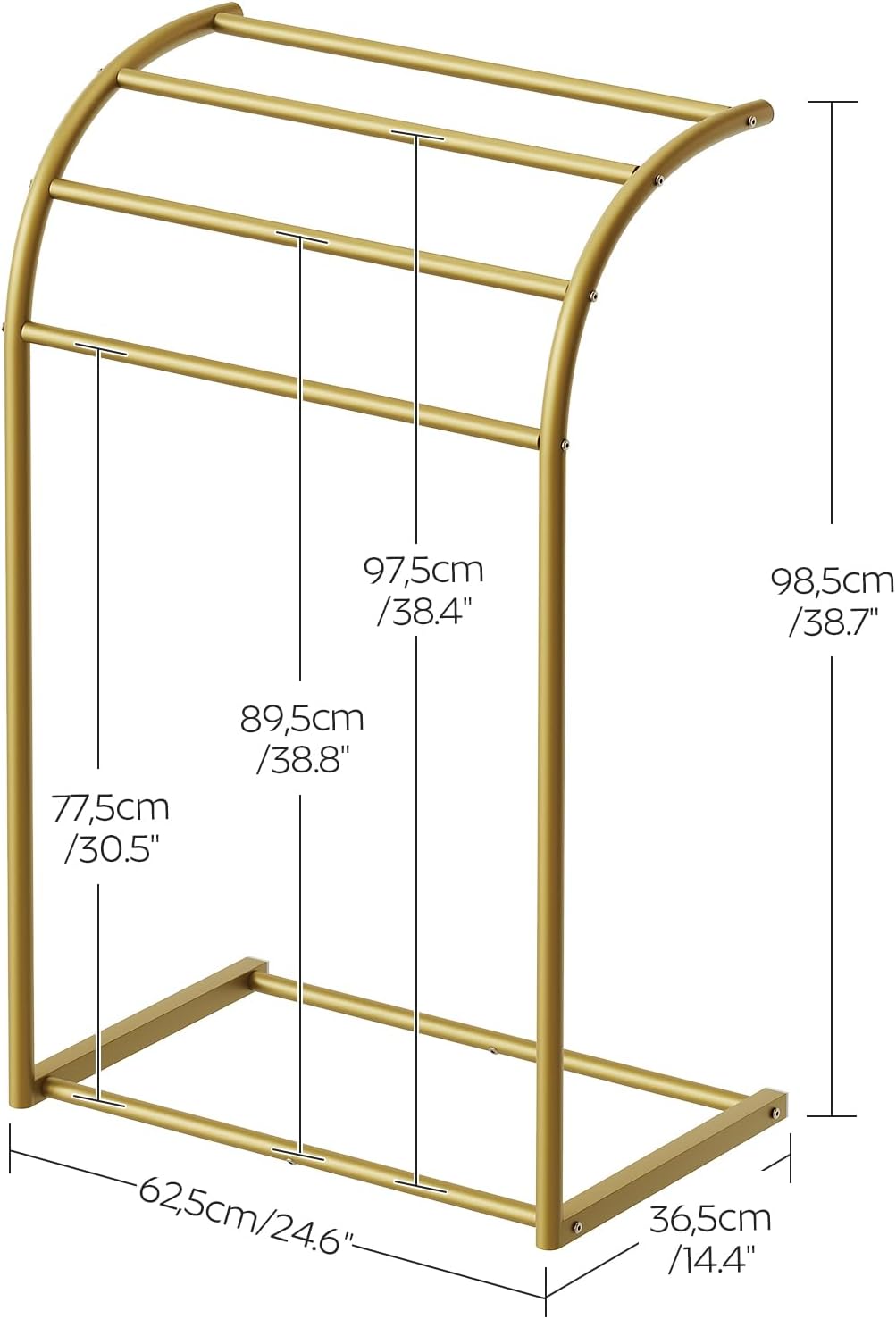 YATINEY Free Standing Towel Rack, 4-Tier Blanket Rack for Bathroom, Pool Towel Stand Display and Drying Rack, Modern Towel Blanket Storage Organizer, Gold CJ07GD
