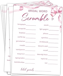 Bridal Shower Games 30 Guests, World Scramble Bridal Shower Wedding Games for Reception, Rehearsal Dinner Engagement Party Activities Game Card/HL 018