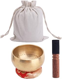 Tibetan Singing Bowl Set, 4.33 Inch Meditation Healing Sound Bowl with Cushion & Wooden Mallet & Zen Bag for Yoga Mindfulness Chakra Self-Regulation for Men Women