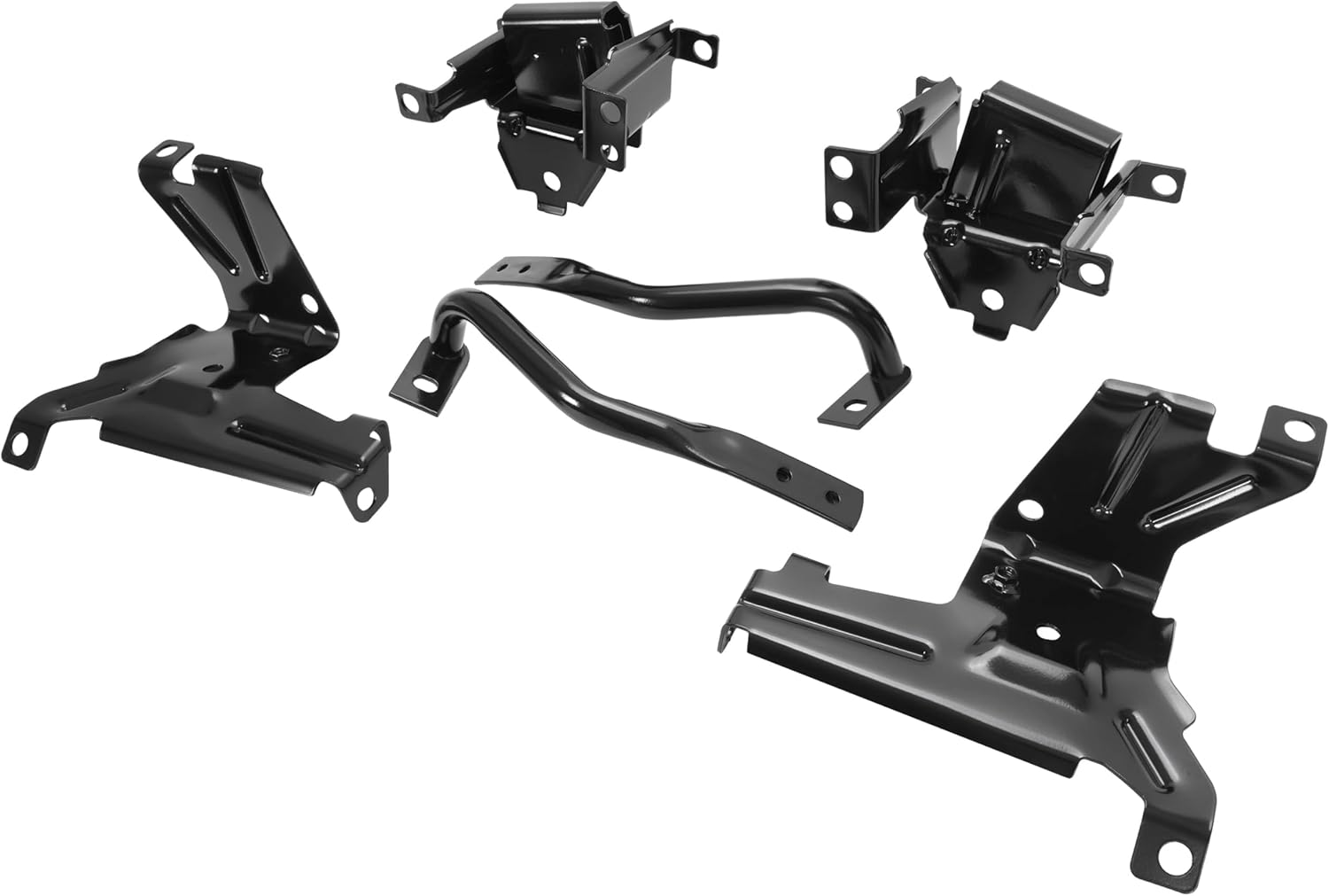 HECASA Front Bumper Bracket Set Compatible with 2007-2013 GMC Sierra 1500 Powder Coated Black Replacement for 22767057 22767056 22861859 22861858 15901539 15901538