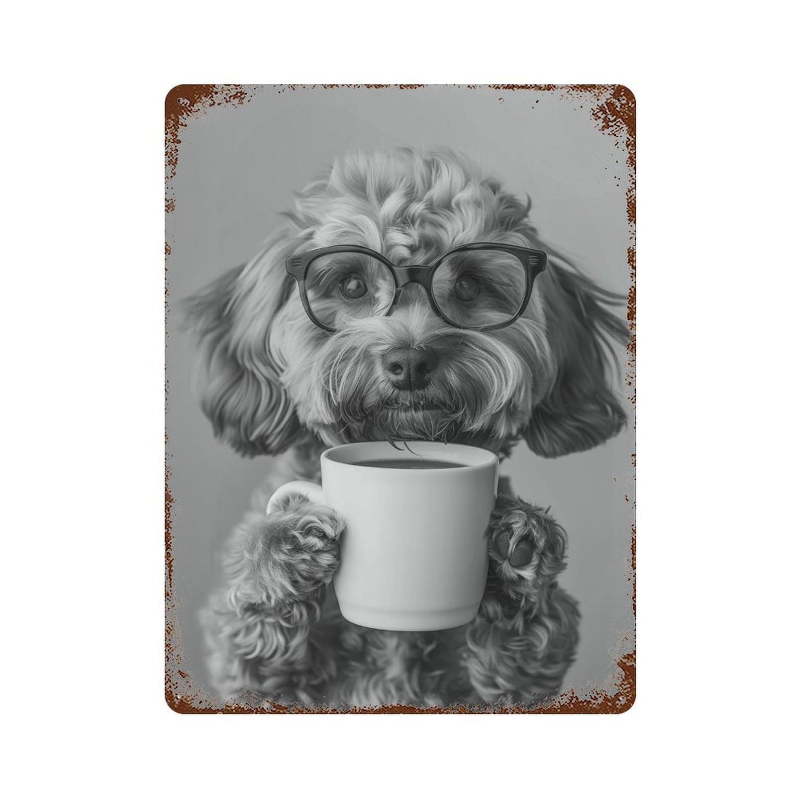 xiaoxiaoshen Cavapoo Coffee Print Wall Decor Art Metal Tin Poster Modern Home Decor Art Home Bar Shop Decorations Vintage Sign 40x30cm