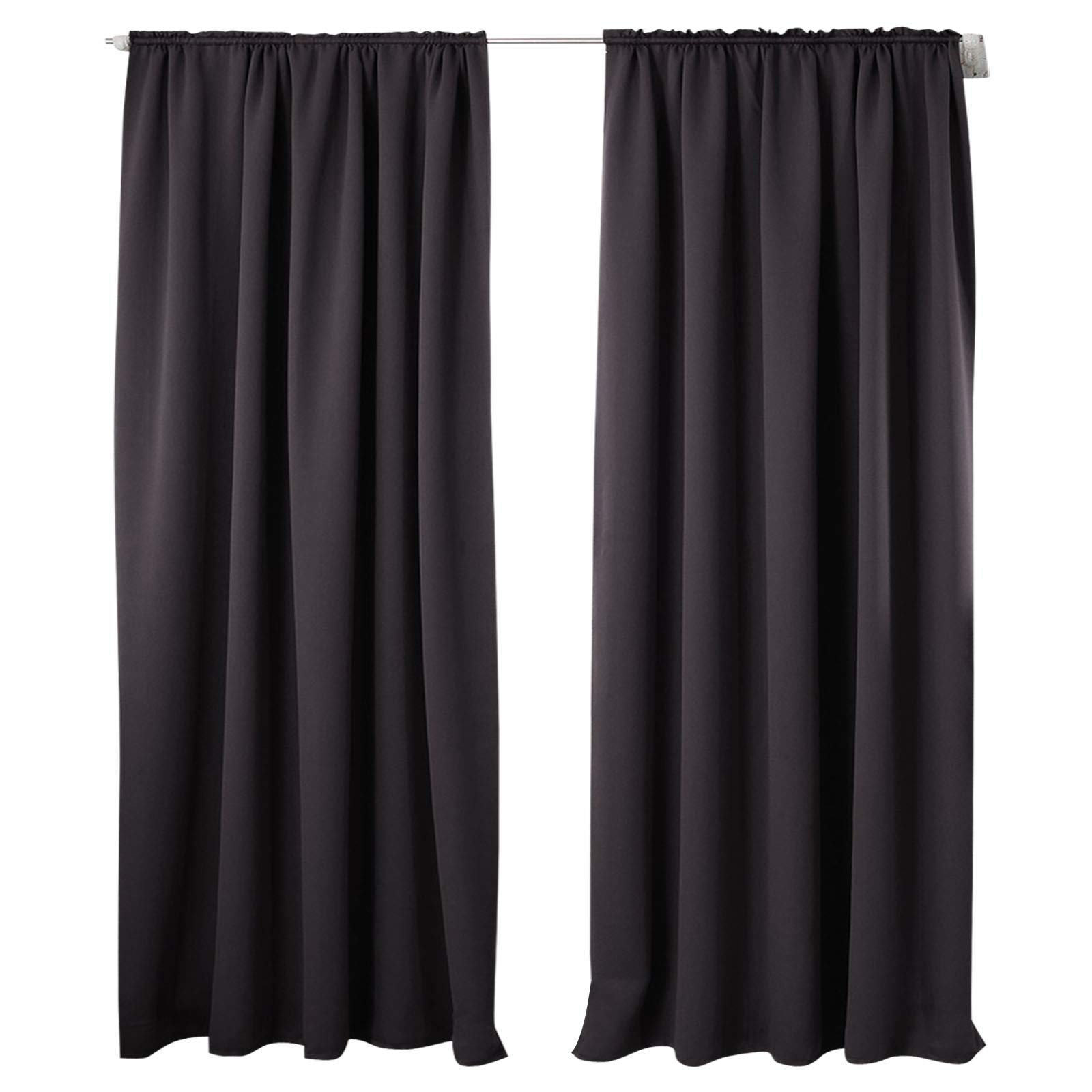 WOLTU 2er Set Gardinen, Verdunklungsvorhänge für Wohnzimmer Kinderzimmer, Blickdicht, Kräusebänder für Schiene, 250 g/m², kälteschutz lichtundurchlässig, 135 x 225 cm, Anthrazit