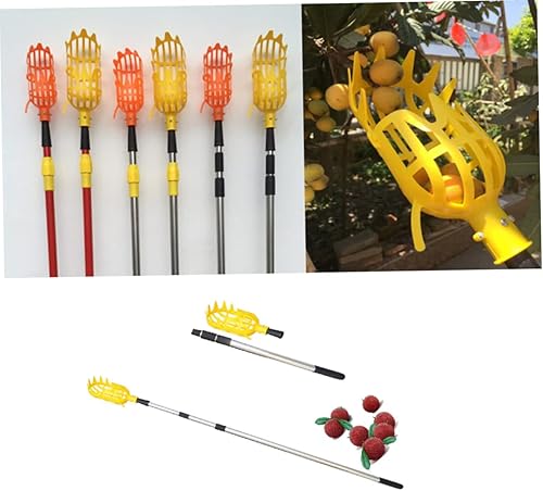 Miniatura 2 de Hemoton 2 unids Recogedor de Frutas Stick Acero Inoxidable Tuercas Recogedor de Frutas Cesta Recolector de Frutas Herramienta Recogedor de Frutas