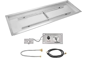 Stanbroil 48 inch Rectangular Drop-in Fire Pit Pan with Spark Ignition Kit Natural Gas Version